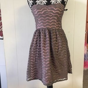 grey & pink strapless dress